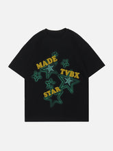 T-Shirt mit beflocktem Karomuster und Stern-Buchstaben